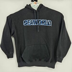 Vintage Sea World Shamu Hoodie Mens XL Black Pullover 90's Long Sleeve Thunder